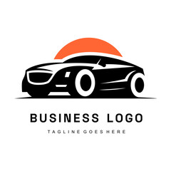 Luxury Black Sports Car at Sunset in 3/4 View, Sleek and Elegant Limousine