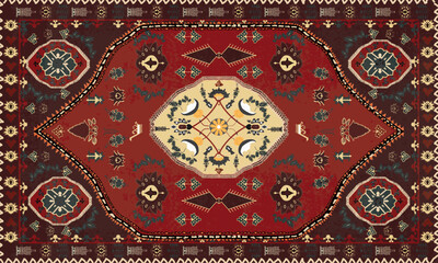 Persian rug original Design Oreintal Flora Damasks embroidery, Persian style. art ornament print.Design for carpet, cover.wallpaper, wrapping, fabric, clothing, tribal vector texture.