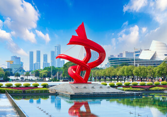 Cityscape of Dongguan Central Square, Guangdong Province, China