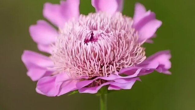 Timelapse of a nerine flower blooming in soft pink tones, with delicate filaments dancing in sunlight, creating an airy and elegant visual. Created with generated AI.