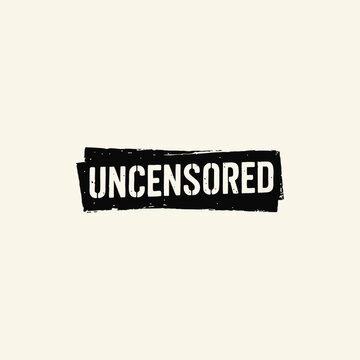 A raw, rebellious, and edgy look uncensored stamp with a distressed texture and a strong sans-serif font. Ideal for content warnings, underground designs, independent media, or bold artistic statement