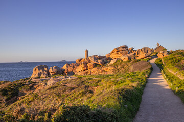 Ploumanac'h Lightouse of Mean Ruz, cotes-d'armor, brittany, france
