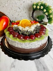 cake with strawberries and chocolate