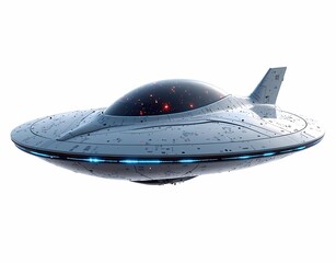 futuristic UFO isolated on white background. AI generated