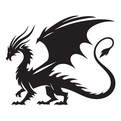 Black Dragon profile - dragon silhouette - dragon vector - silhouette of dragon - Dragon illustration - mythical beast icon

