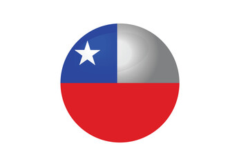 Round Chile Flag Icon – Chile Flag Circular Vector Badge with Standard Colors and National Symbol. Circle Flag Icon of Chile.