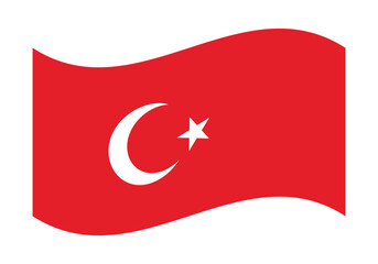 Waving  Turkey Flag – National Flag of  Turkey in Vector Illustration Style. Flag icon of  Turkey.