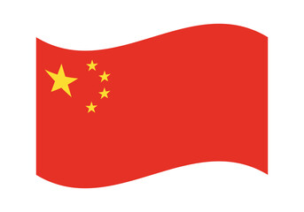 Wavy China Flag Icon – Official National Flag of China in Flat Vector Style with Standard Colors and Proportions.
