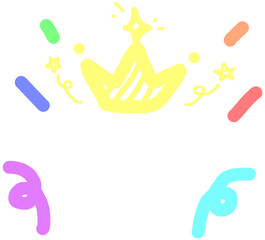 Graphic modernist element drawn by hand. 
Queens or kings crown vector logo. Decorative adorable doodle pattern.