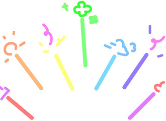 Cute kid doodle design. Fun colorful line doodle shape. Creative minimalist style art symbol for children or party celebration with basic shapes.