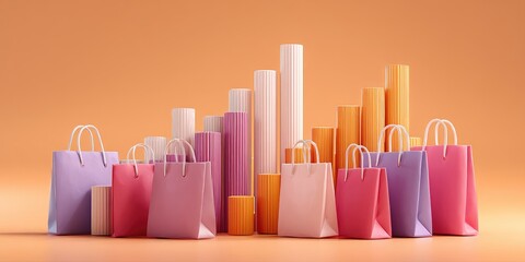Fototapeta premium graph of shopping bags