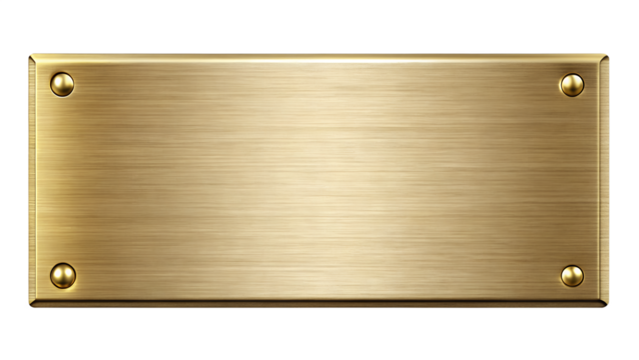 Brushed gold and rivet-adorned metal plates complement a dark, natural oak wood grain pattern - Powered by Adobe