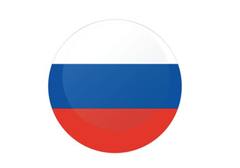 Fototapeta premium Round Russia Flag Icon – Russia Flag Circular Vector Badge with Standard Colors and National Symbol. Circle Flag Icon of Russia, Button Badge Icon. 