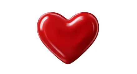 A vibrant, glossy red heart floats against a dynamic, pixelated and abstract background design.