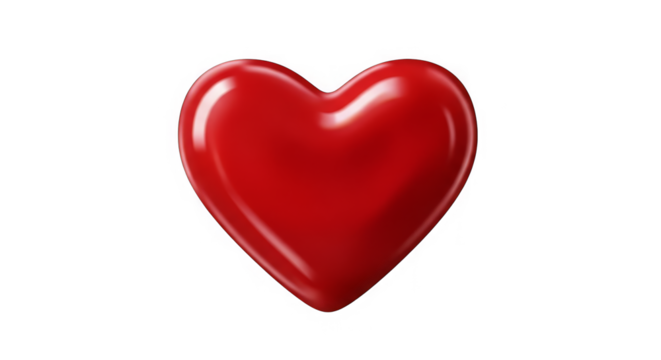 A vibrant, glossy red heart floats against a dynamic, pixelated and abstract background design. - Powered by Adobe