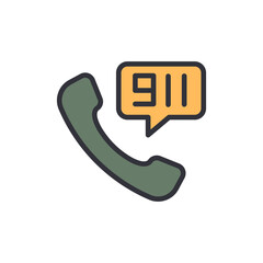 Emergency Communication Icon Presenting The Number 911 On Phone