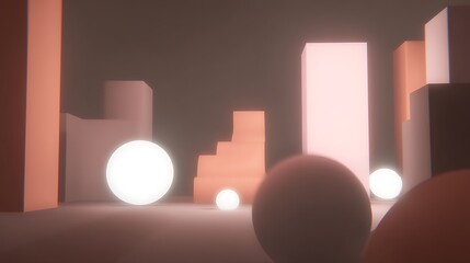 Minimalist rendering with spheres and blocks