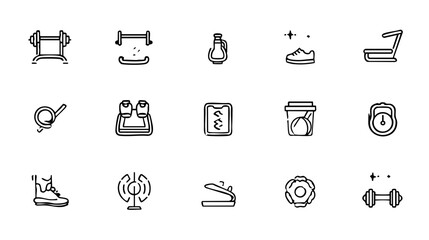 Workout Vector Pack - Outline Icons with Depth for Branding