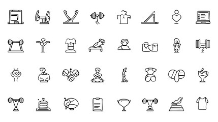 Fototapeta premium Workout Vector Pack - Outline Icons with Depth for Branding