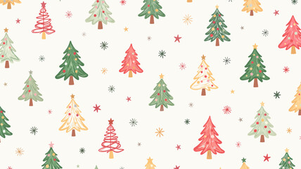 Colorful Christmas tree pattern on white background  