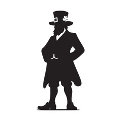 Minimal Leprechaun graphic - leprechaun silhouette - leprechaun vector - silhouette of leprechaun - fairy creature symbol
