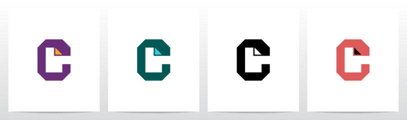 Fototapeta premium Paper File Document Negative Space Initial Letter Logo Design C