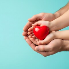 Obraz premium Heartfelt Bonds: Hands Holding a Heart Symbolizing Love and Compassion