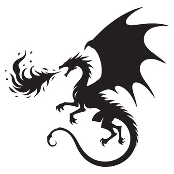 Vector Draco Ignis concept - draco ignis silhouette - draco ignis vector - silhouette of draco ignis - dragon silhouette - dragon vector - silhouette of dragon - pure black dragon 