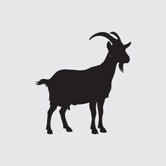 vector silhouette illustration of a male goat