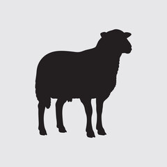 vector silhouette illustration of a female goat