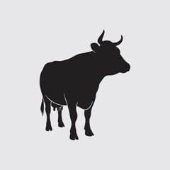 vector silhouette illustration of a cow