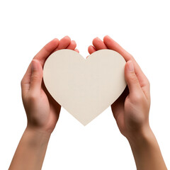 Obraz premium A pair of gentle hands cradle a blank heart shape, a tender gesture of love, care, and compassion, perfect for conveying messages of affection and support.
