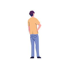 Man standing back view casual clothes illustration