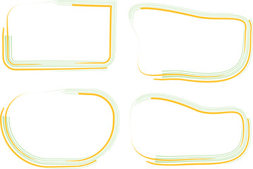 Fototapeta premium green orange abstract stroke lines frames shapes set