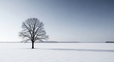 Solitary Winter Tree in a Snowy Field A Serene Landscape Photograph