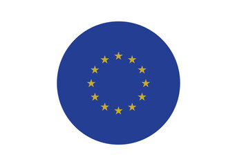 Round European Union Flag Icon &ndash; European Union Flag Circular Vector Badge with Standard Colors and National Symbol. Circle Flag Icon of European Union, Button Badge Icon.
