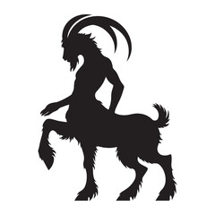 Abstract Faun shape vector — faun silhouette — satyr silhouette — faun vector — satyr vector — silhouette of faun — silhouette of satyr — Faun illustration — black symbolic spirit 