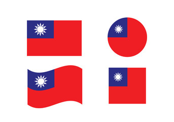 Flag icons of Taiwan. Taiwan Official National Flag. Flat Digital Vector Illustration of  Taiwan Flag and National Emblem. Rectangular  Taiwan Flag Icon – Standard Size and Colors.
