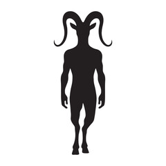 Clean Faun depiction study — faun silhouette — satyr silhouette — faun vector — satyr vector — silhouette of faun — silhouette of satyr — Faun illustration — black mythical spirit — strong ancient fig