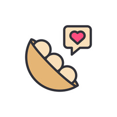 Adorable Pea Pod With A Loving Heart In A Speech Bubble Icon