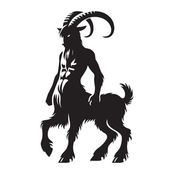 Dark Satyr form graphic &mdash; faun silhouette &mdash; satyr silhouette &mdash; faun vector &mdash; satyr vector &mdash; silhouette of faun &mdash; silhouette of satyr &mdash; solid nature figure &mdash; Roman legend vector &mdash; basic fantasy design
