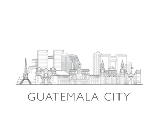 Obraz premium Guatemala City, Guatemala cityscape illustration skyline drawing