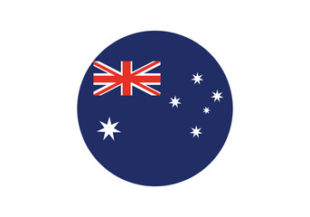 Round Australia Flag Icon – Australia Flag Circular Vector Badge with Standard Colors and National Symbol. Circle Flag Icon of Australia, Button Badge Icon.
