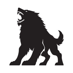 Solid Fenrir outline shape — fenrir silhouette — fenrir vector — silhouette of fenrir — black giant wolf — mythical beast drawing — clean design element

