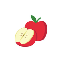 Red apple with slice illustration for food design