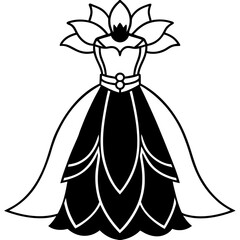 Midnight Bloom Gown Vector Art