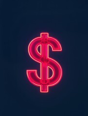 A glowing red neon dollar sign on a dark background symbolizes finance, wealth, and the concept of money.