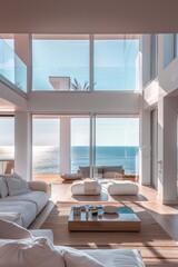 beach house with big windows with sunrise view