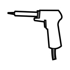 black and white picture of soldering iron line art facing left