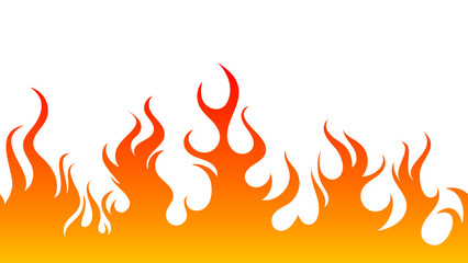 Seamless Horizontal Flame Border Pattern. Vector Fire Design